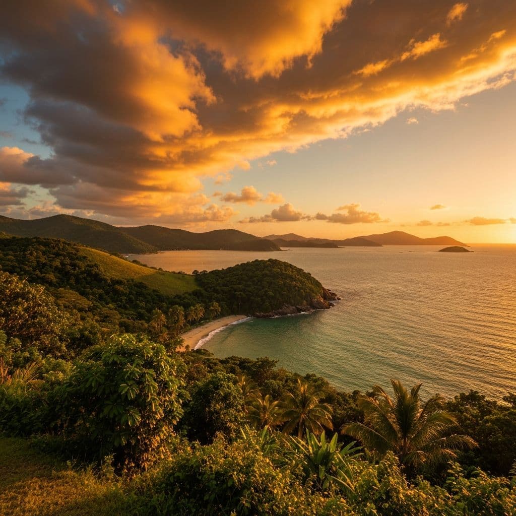 Costa brasileira ao por do sol